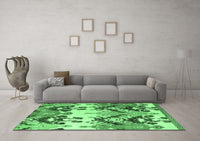 Machine Washable Abstract Emerald Green Modern Rug, wshabs5231emgrn