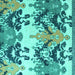 Square Abstract Turquoise Modern Rug, abs5231turq