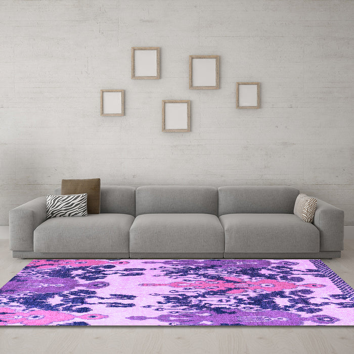 Machine Washable Abstract Purple Modern Area Rugs in a Living Room, wshabs5231pur