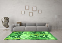 Machine Washable Abstract Green Modern Rug, wshabs5231grn