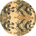 Round Abstract Brown Modern Rug, abs5231brn