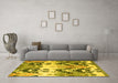 Machine Washable Abstract Yellow Modern Rug in a Living Room, wshabs5231yw