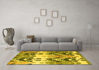 Machine Washable Abstract Yellow Modern Rug, wshabs5231yw