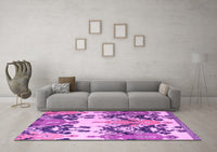 Machine Washable Abstract Pink Modern Rug, wshabs5231pnk