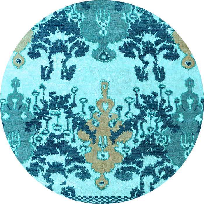 Round Abstract Light Blue Modern Rug, abs5231lblu