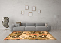 Machine Washable Abstract Orange Modern Rug, wshabs5231org