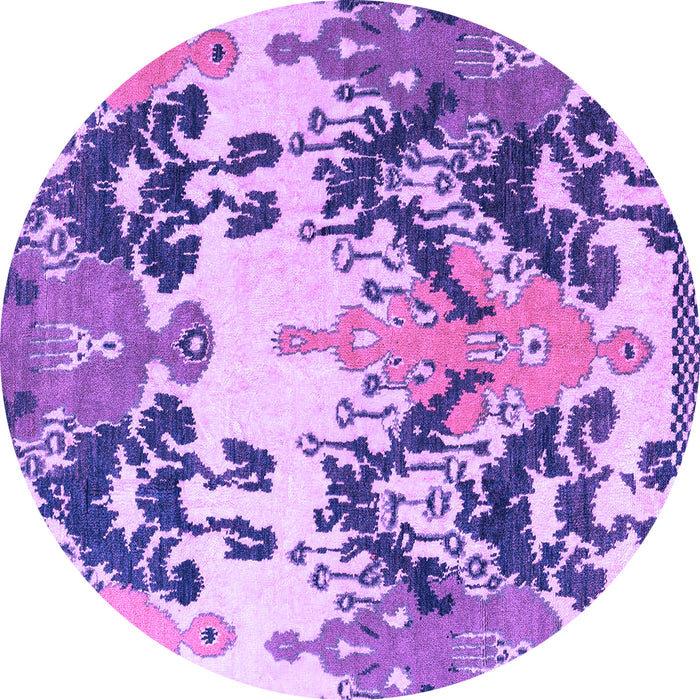 Round Machine Washable Abstract Purple Modern Area Rugs, wshabs5231pur