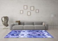 Machine Washable Abstract Blue Modern Rug, wshabs5231blu