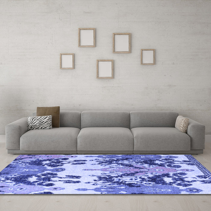 Machine Washable Abstract Blue Modern Rug in a Living Room, wshabs5231blu