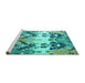 Sideview of Machine Washable Abstract Turquoise Modern Area Rugs, wshabs5231turq