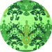 Round Machine Washable Abstract Green Modern Area Rugs, wshabs5231grn