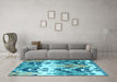 Machine Washable Abstract Light Blue Modern Rug in a Living Room, wshabs5231lblu