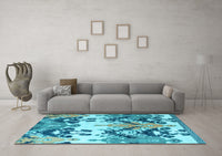 Machine Washable Abstract Light Blue Modern Rug, wshabs5231lblu