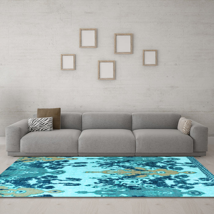 Machine Washable Abstract Light Blue Modern Rug in a Living Room, wshabs5231lblu