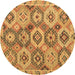 Round Machine Washable Southwestern Brown Country Rug, wshabs5232brn