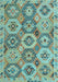 Machine Washable Southwestern Light Blue Country Rug, wshabs5232lblu