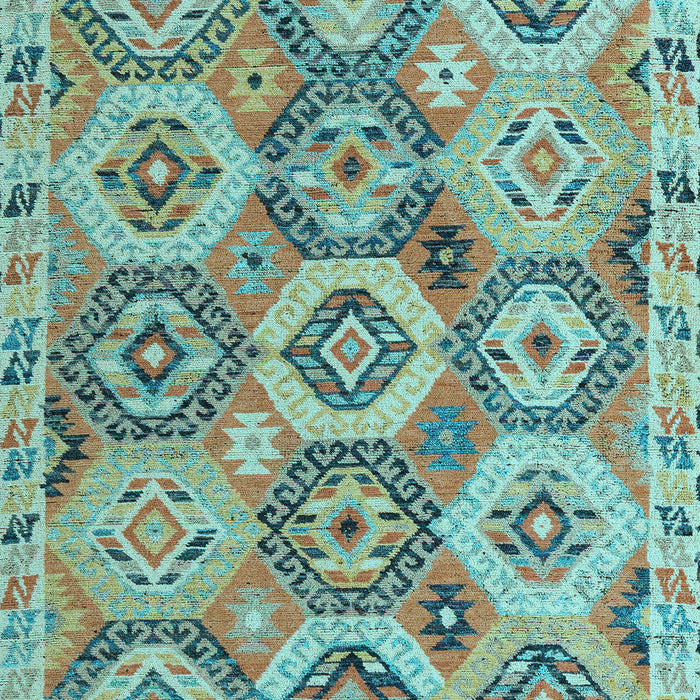 Machine Washable Southwestern Light Blue Country Rug, wshabs5232lblu