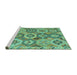 Sideview of Machine Washable Southwestern Turquoise Country Area Rugs, wshabs5232turq