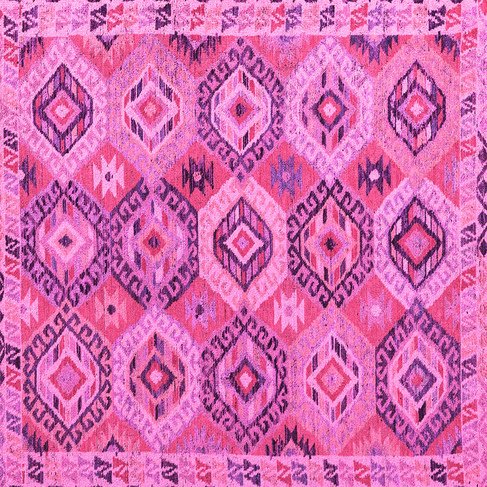 Square Machine Washable Southwestern Pink Country Rug, wshabs5232pnk