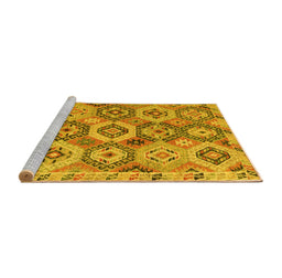 Sideview of Machine Washable Southwestern Yellow Country Rug, wshabs5232yw
