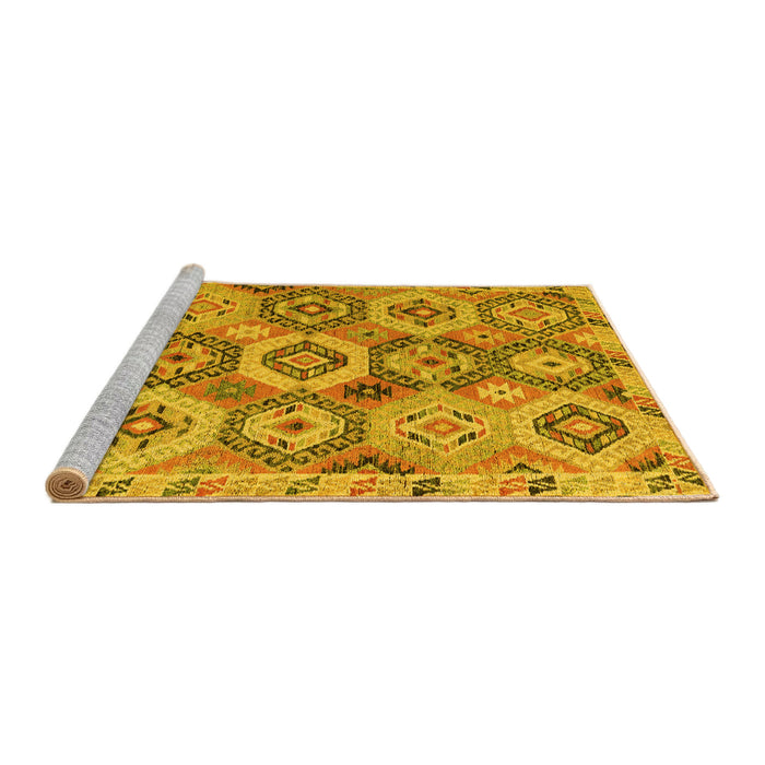 Sideview of Machine Washable Southwestern Yellow Country Rug, wshabs5232yw