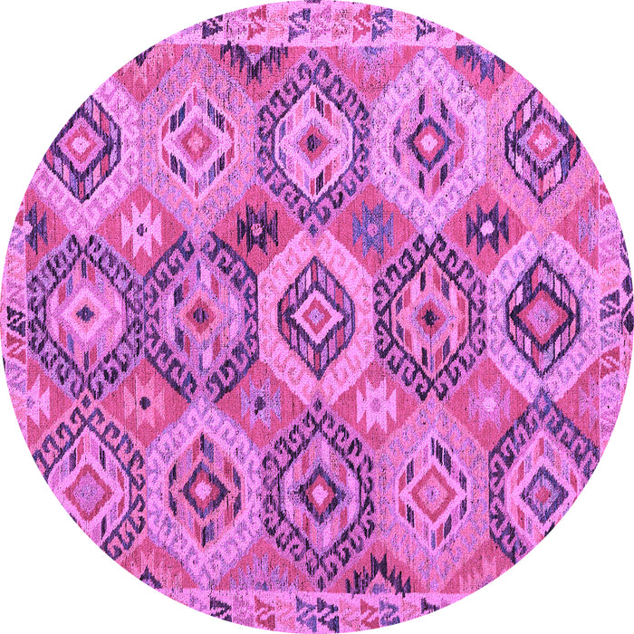 Round Machine Washable Southwestern Purple Country Area Rugs, wshabs5232pur