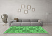 Machine Washable Southwestern Emerald Green Country Area Rugs in a Living Room,, wshabs5232emgrn