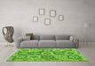Machine Washable Southwestern Green Country Area Rugs in a Living Room,, wshabs5232grn