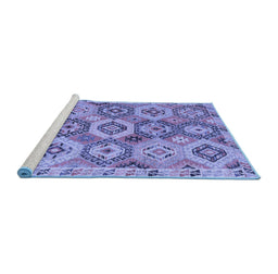 Sideview of Machine Washable Southwestern Blue Country Rug, wshabs5232blu