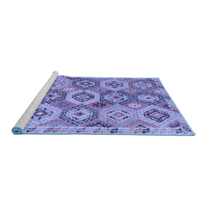 Sideview of Machine Washable Southwestern Blue Country Rug, wshabs5232blu