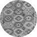 Round Machine Washable Southwestern Gray Country Rug, wshabs5232gry