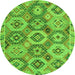 Round Southwestern Green Country Rug, abs5232grn