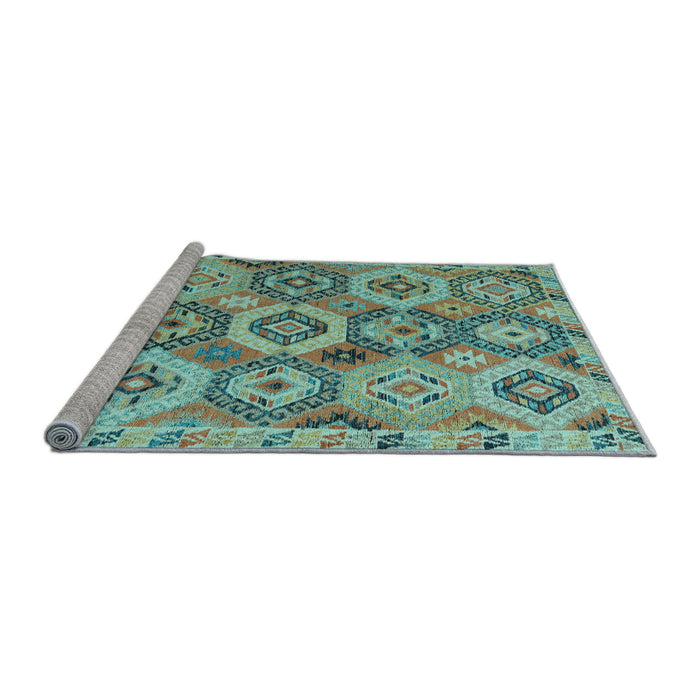 Sideview of Machine Washable Southwestern Light Blue Country Rug, wshabs5232lblu