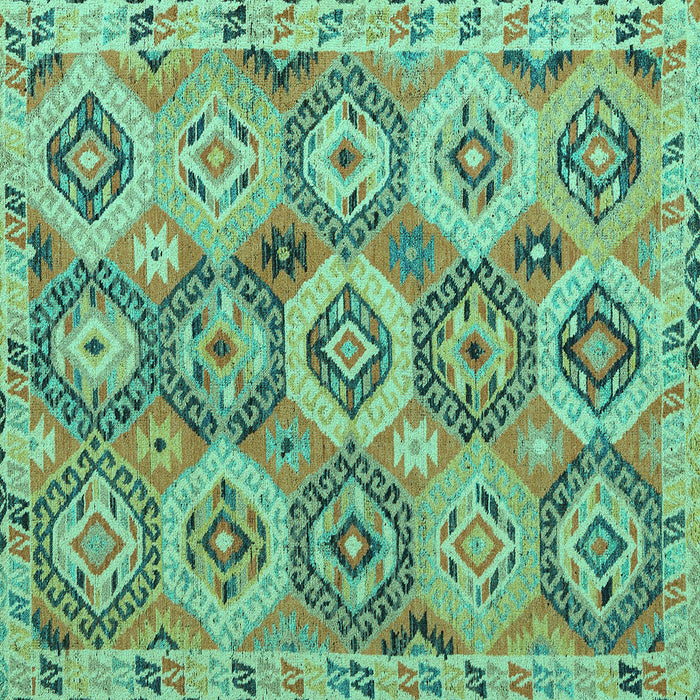 Square Southwestern Turquoise Country Rug, abs5232turq