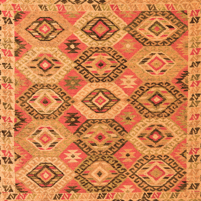 Square Machine Washable Southwestern Orange Country Area Rugs, wshabs5232org
