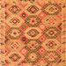 Square Machine Washable Southwestern Orange Country Area Rugs, wshabs5232org