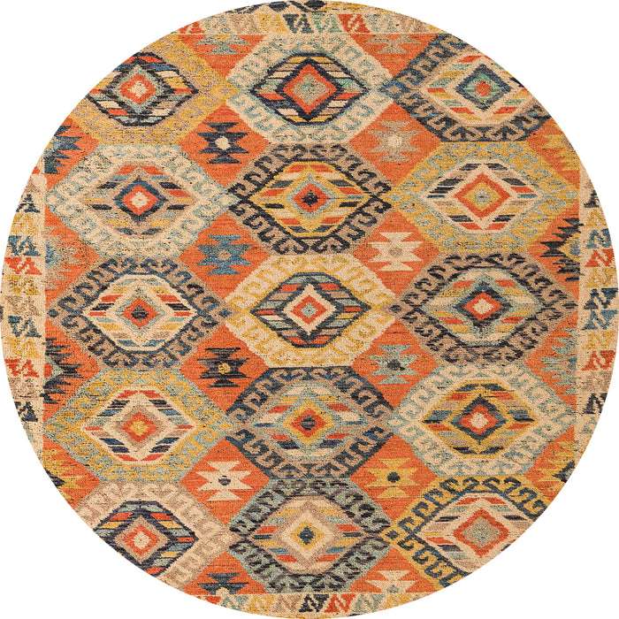 Round Machine Washable Abstract Red Rug, wshabs5232