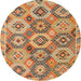 Round Machine Washable Abstract Red Rug, wshabs5232