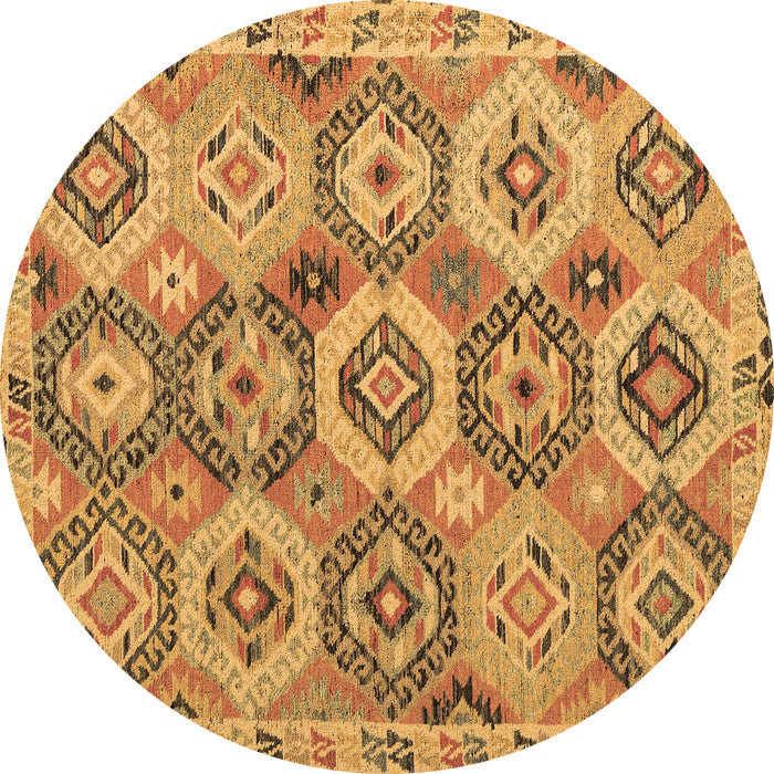 Round Southwestern Brown Country Rug, abs5232brn