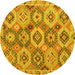 Round Southwestern Yellow Country Rug, abs5232yw