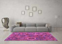 Machine Washable Southwestern Purple Country Area Rugs in a Living Room, wshabs5233pur