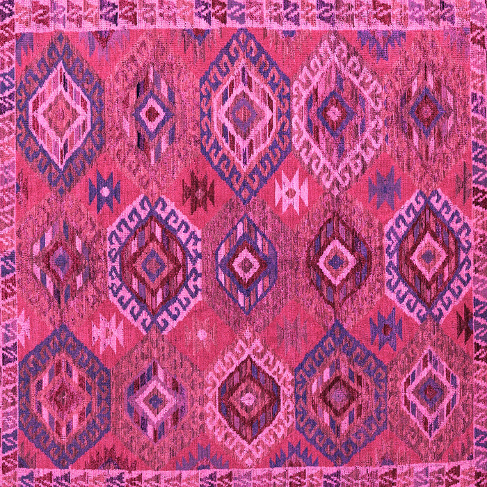 Square Machine Washable Southwestern Pink Country Rug, wshabs5233pnk