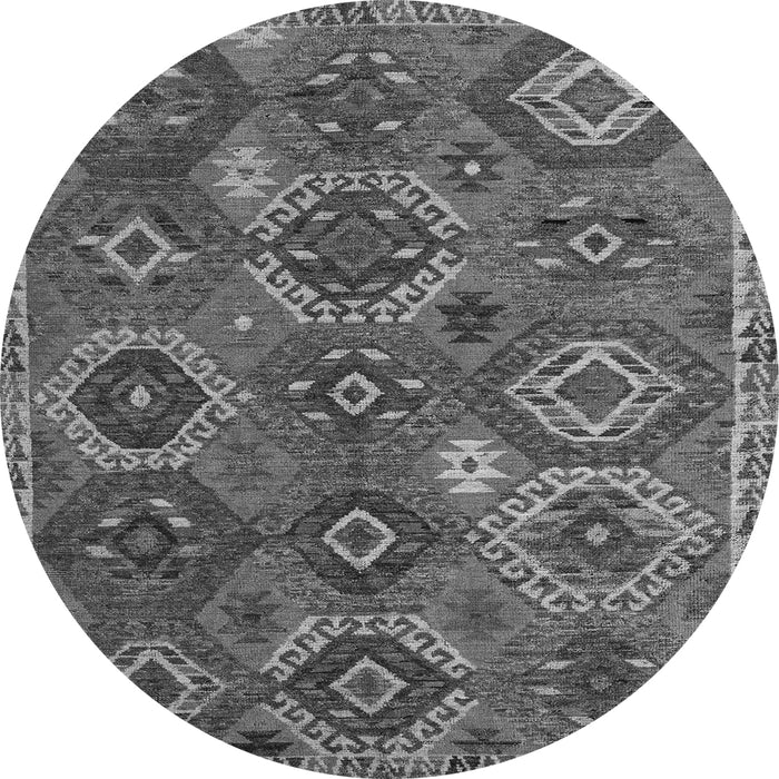Round Southwestern Gray Country Rug, abs5233gry