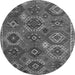 Round Southwestern Gray Country Rug, abs5233gry