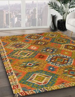 Abstract Cinnamon Brown Southwestern Rug in Family Room, abs5233