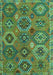 Machine Washable Southwestern Turquoise Country Area Rugs, wshabs5233turq