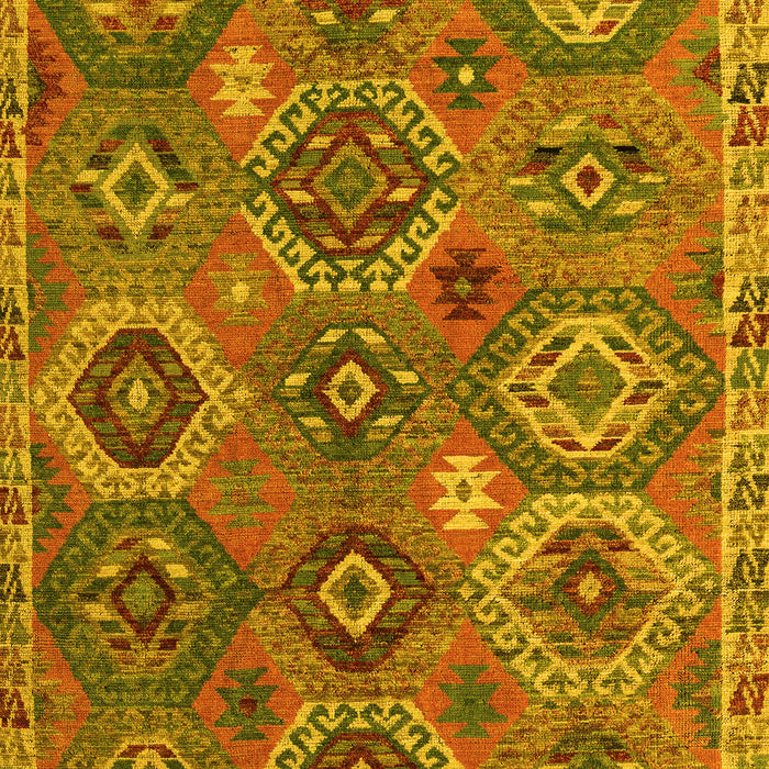 Machine Washable Southwestern Yellow Country Rug, wshabs5233yw
