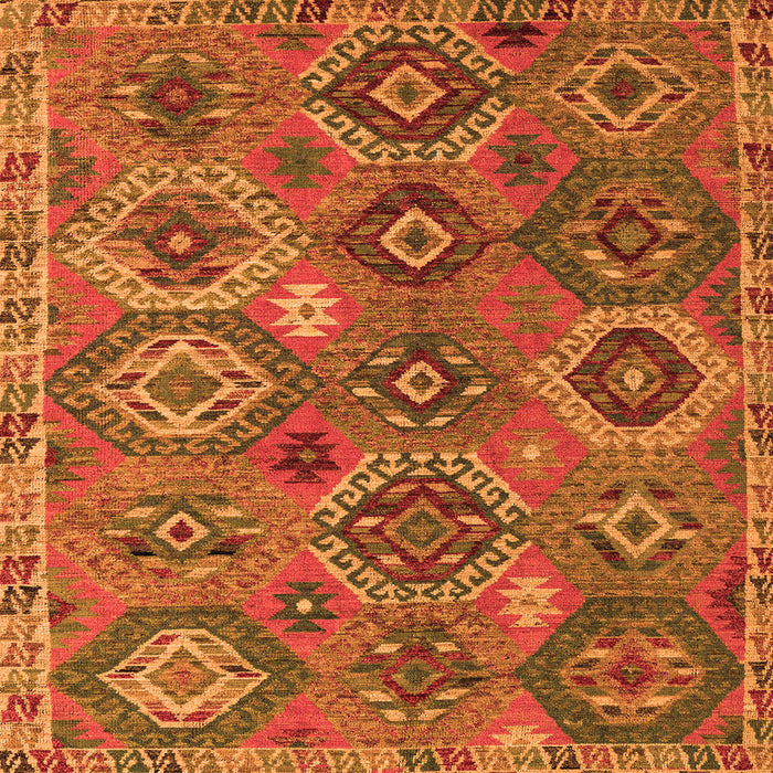 Square Southwestern Orange Country Rug, abs5233org