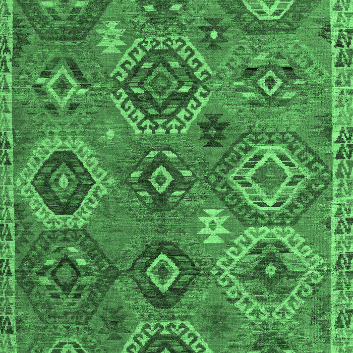 Machine Washable Southwestern Emerald Green Country Area Rugs, wshabs5233emgrn