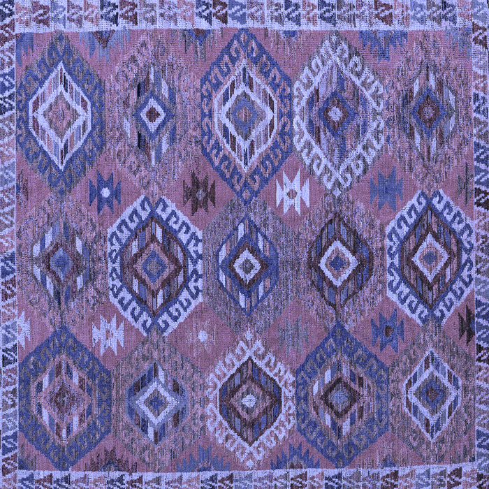 Square Machine Washable Southwestern Blue Country Rug, wshabs5233blu